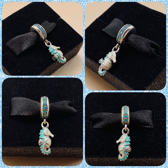 EUC Pandora 791311MCZ Sterling Silver Tropical Seahorse Animal Dangle Charm - Picture 6 of 7